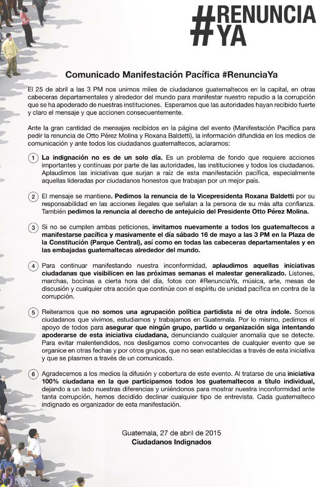 #RenunciaYa Organiza