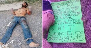 Les Cortan las manos a ladrones en México y dejan Advertencia