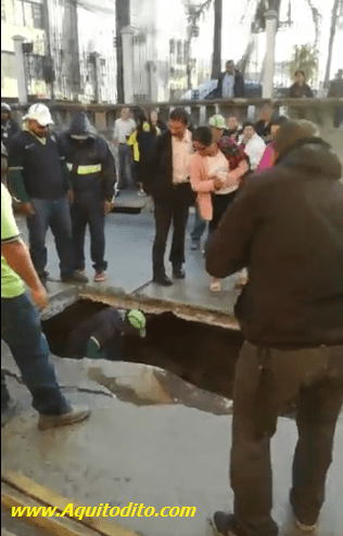 Agujero enfrente de la Iglesia Santo Domingo