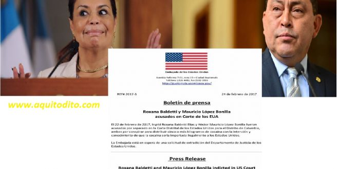 Roxana Baldetti y Mauricio López Bonilla acusados de narcotráfico