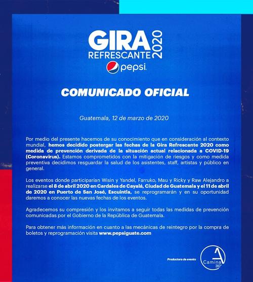 Gira Refrescante Pepsi se suspende