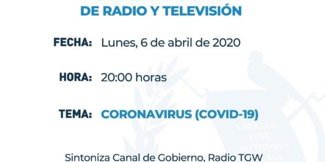 Cadena Nacional por el Presidente de Guatemala, Alejandro Giammattei