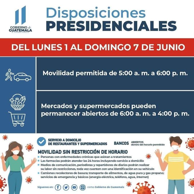 Disposiciones Presidenciales no hay toque de queda el próximo fin de semana